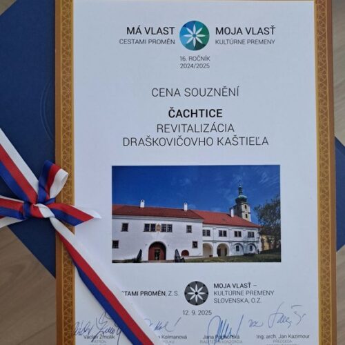 Získali sme prestížnu cenu za revitalizáciu Draškovičovho kaštieľa v Čachticiach